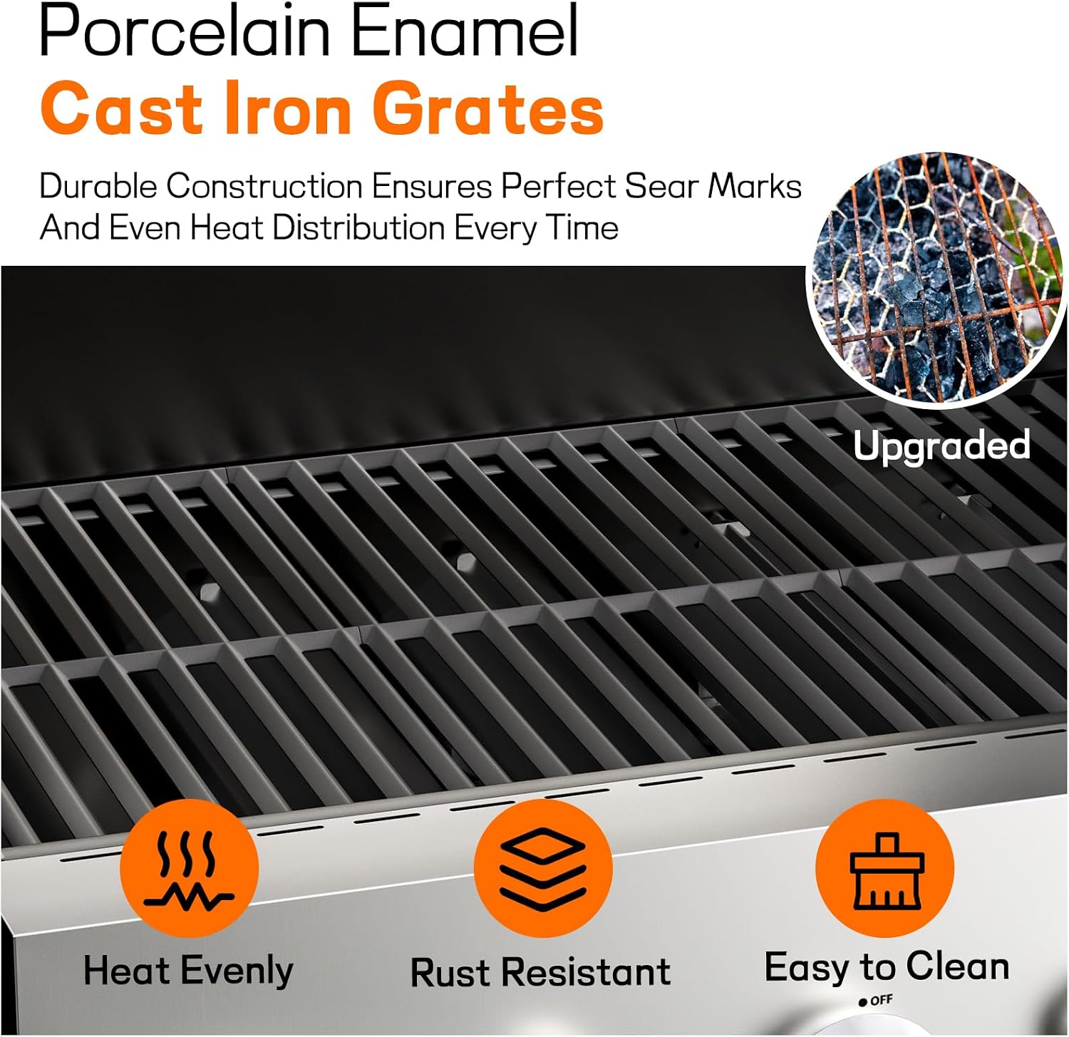Veralune 5 Burner Propane Gas Grill with Side Burner, 5 Burner Outdoor Cooking Grill, BBQ Gas Grill, 68,000 BTU Heavy-Duty, Stainless Steel, Electronic Ignition System, Built-in Thermometer
