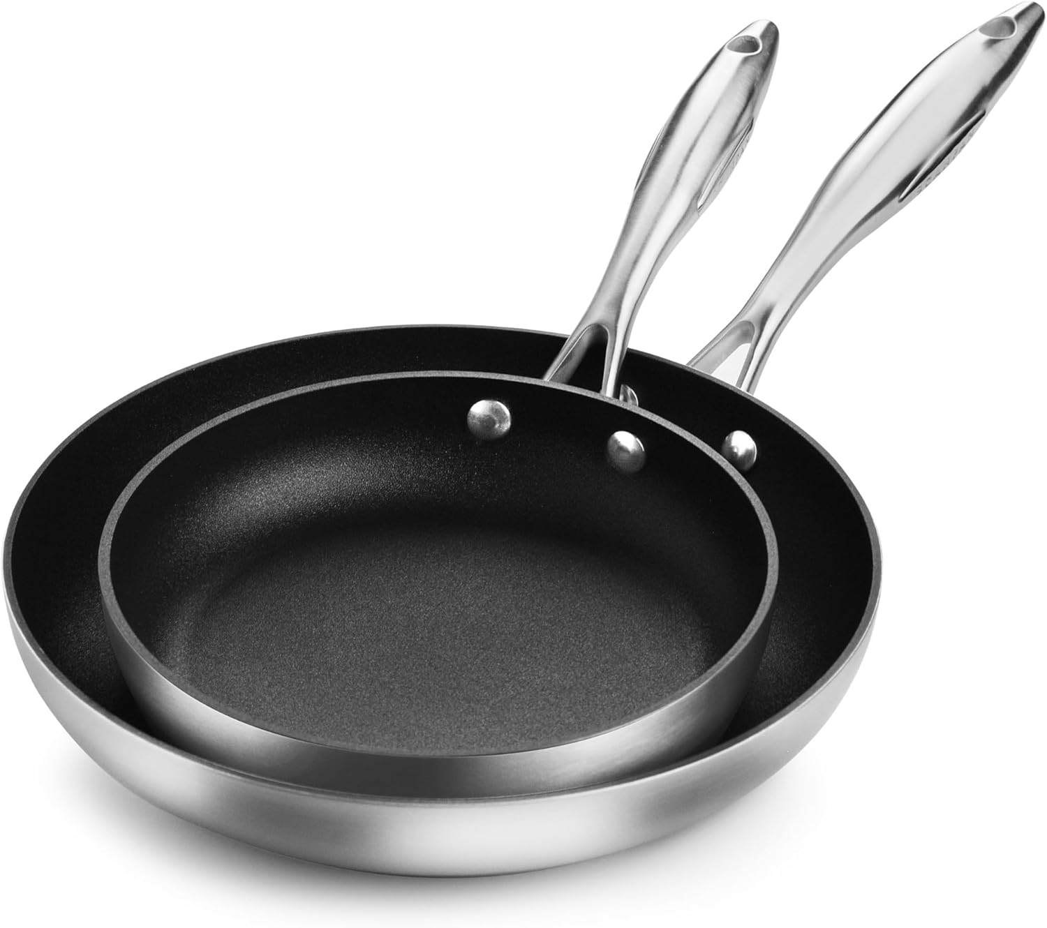 Scanpan CX+ 8 & 10.25' Fry Pan Skillet Set - Stratanium Plus Nonstick - 5-ply Stainless Steel