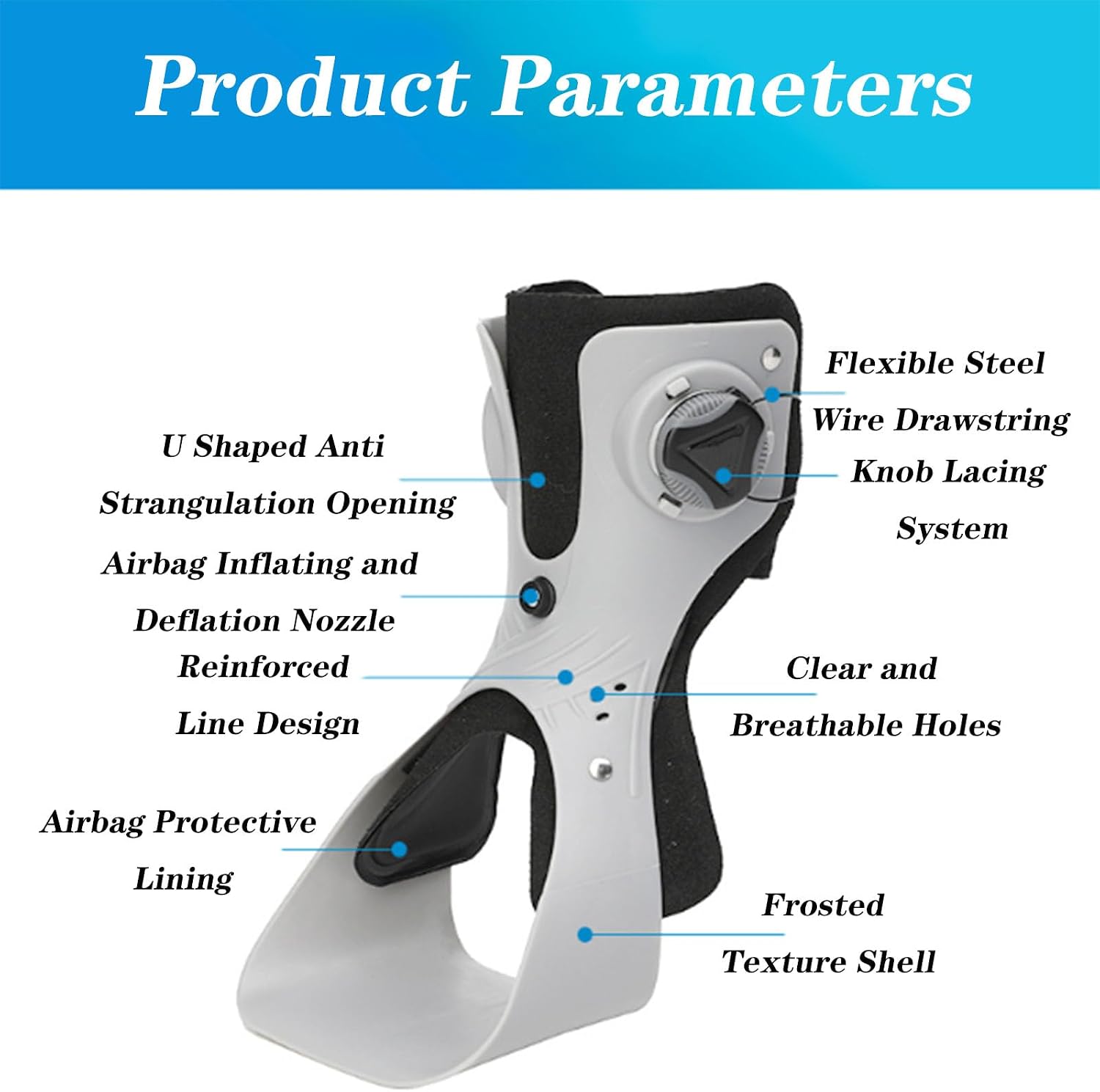 01Support Ankle Stabilizer Brace, Ankle Orthosis Splint Support with Inflatable Airbag Lining for Injury Recover, Running,Sports,B Right,L-A Right-S