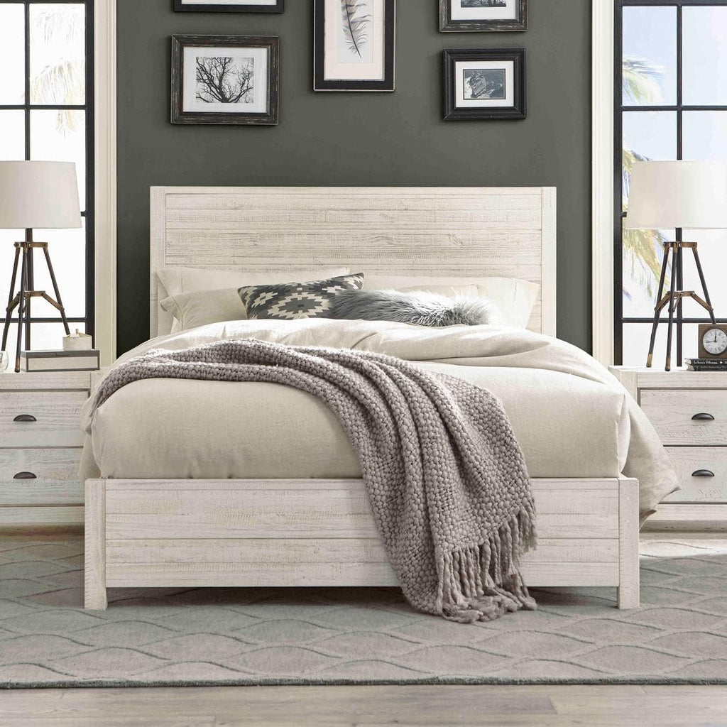 Grain Wood Furniture Montauk Solid Wood Bed, King Size, Rustic Off-White