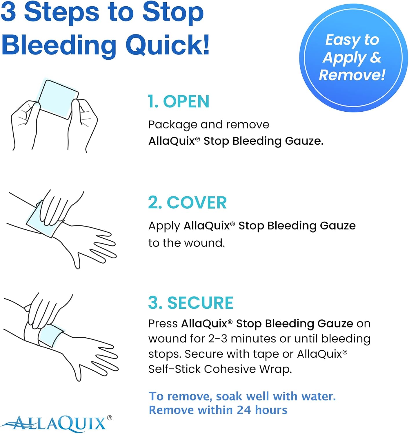 Bulk AllaQuix Quick Pack Stop Bleeding Gauze – Wholesale Case (10 × 20-Pack Quick Pack Boxes = 200 Sterile 2'x2' Chitosan Pads) – Multi-Station Refill for Facility Safety & Distributors
