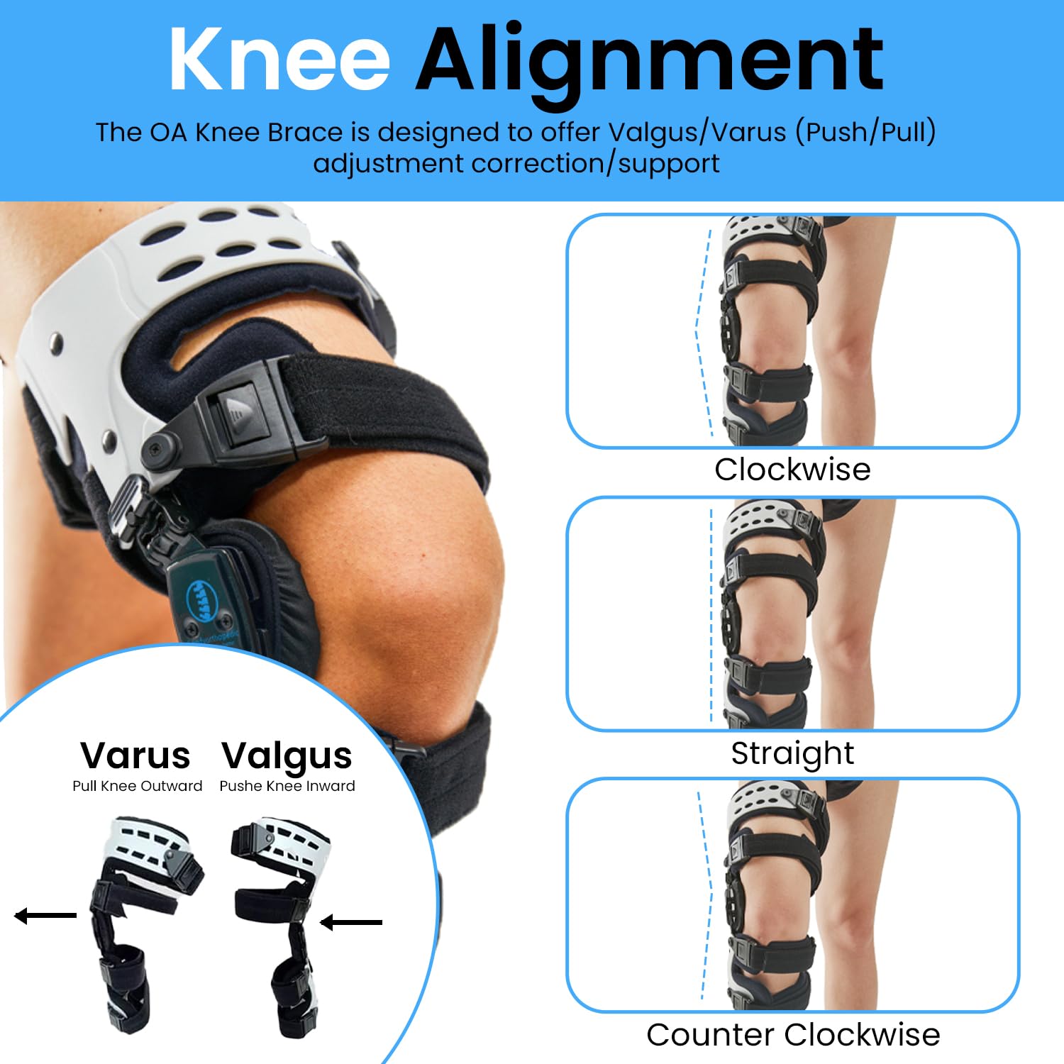 Comfyorthopedic Men & Women UPGRADED OA Unloader Knee Brace, Medial Arthritis Pain & Osteoarthritis Offloader, Best Bone on Bone Cartilage Joint Support L1851 L1843 Built-in Hex Key, Right