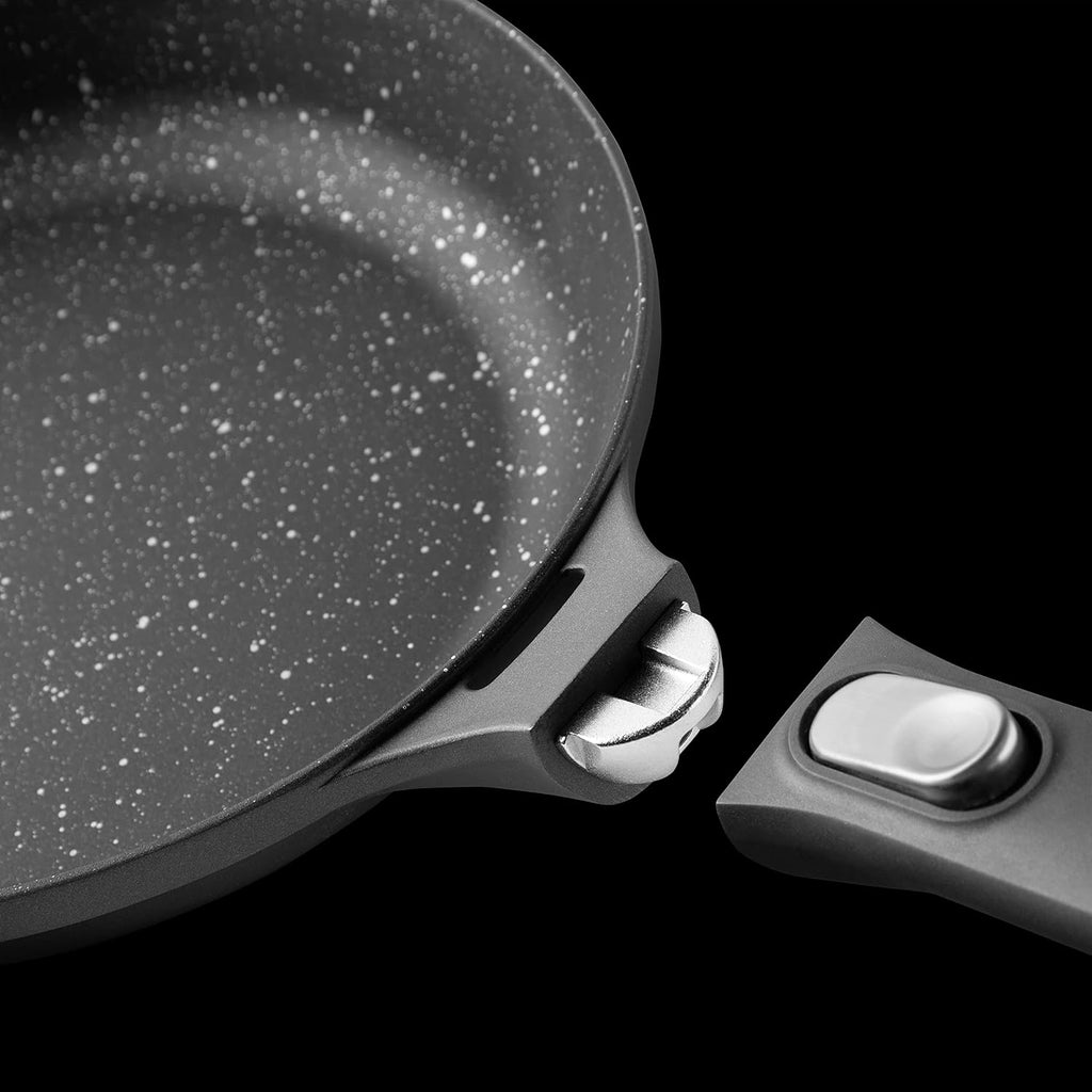 BergHOFF GEM Non-Stick 11' Sauté Pan 4.6qt., Stay-Cool Detachable Handle, Glass Lid, Ferno-Green, Non-Toxic Coating, Ovensafe