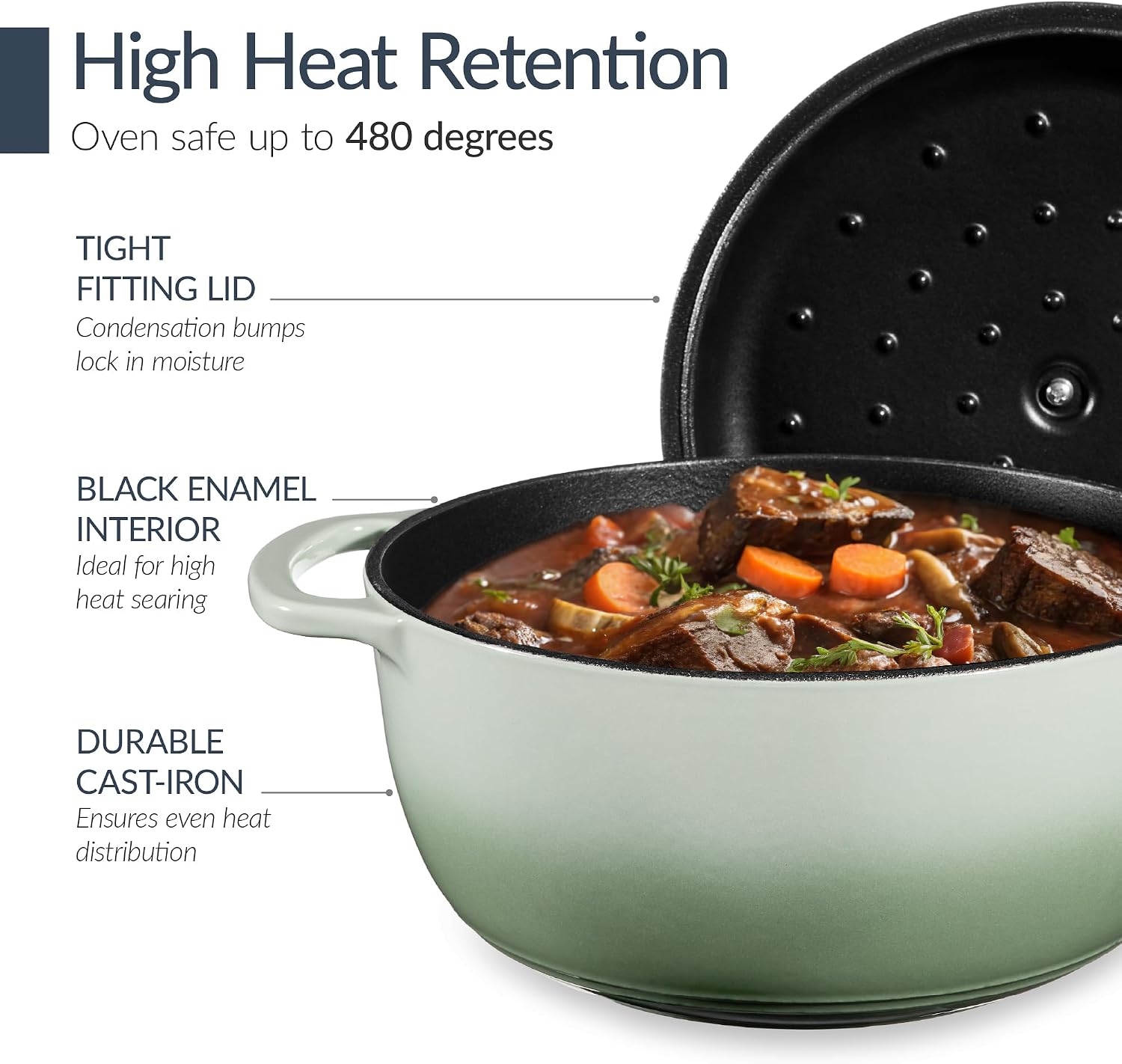 Best Choice Products Non-Stick Pot & Pan Cookware Set, Cast Iron, 2Qt Skillet W/Lid, 10' Grill Or Griddle Pan W/Press, 6Qt Enameled Dutch Oven, Non-toxic, For Cooking & Grilling - Sage