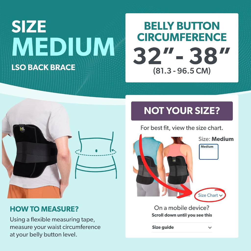 BraceAbility LSO Back Brace for Women and Men - Medical-Grade Lumbar Brace for Herniated Disc, Sciatica, Spinal Stenosis, Spondylolisthesis, Post-Surgery Recovery, Hot and Cold Therapy (M)