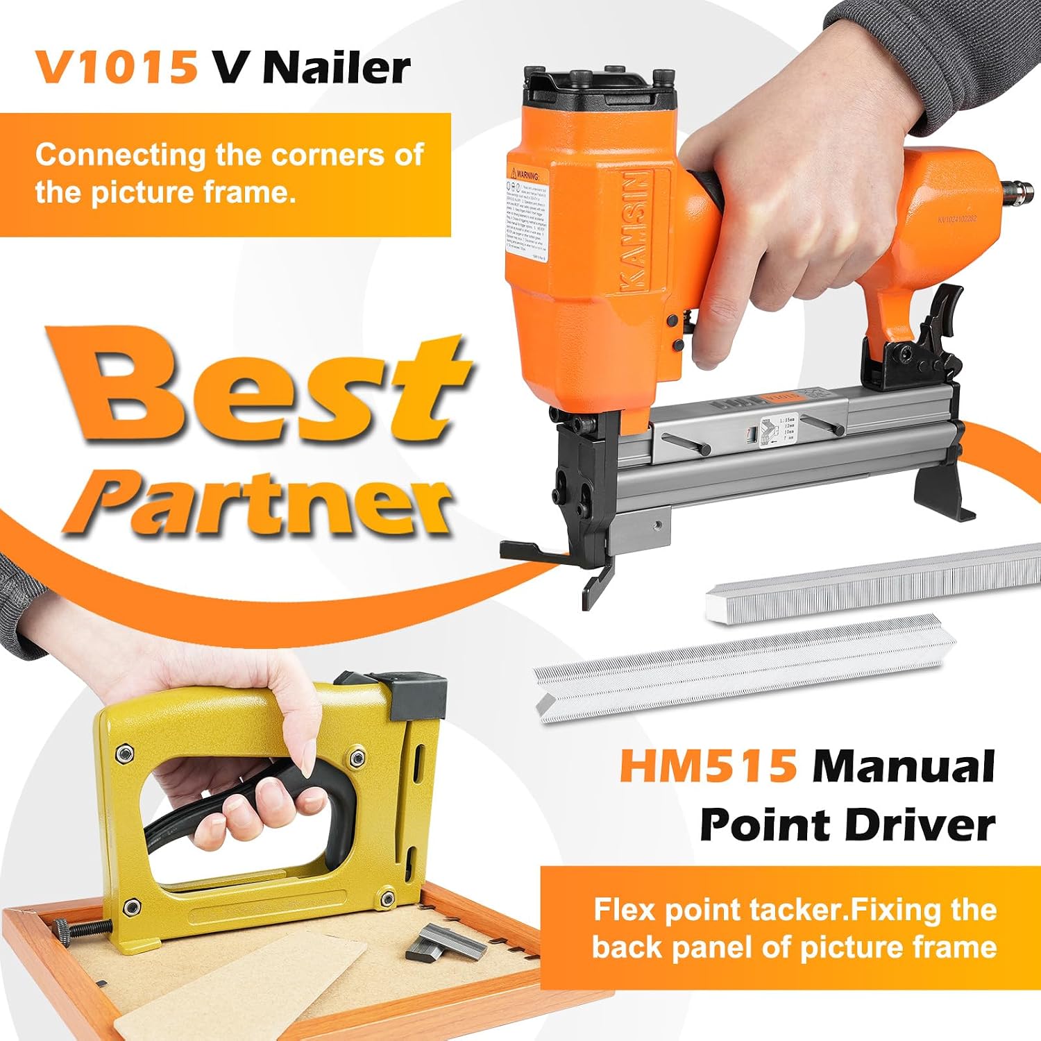 V1015 30 Gauge Pneumatic Picture Frame Nailer, 13/32-Inch Crown V Nailer, 3/16-Inch to 19/32 -Inch Length V-nails Picture Frame Joiner V Nail Gun For Picture Frames