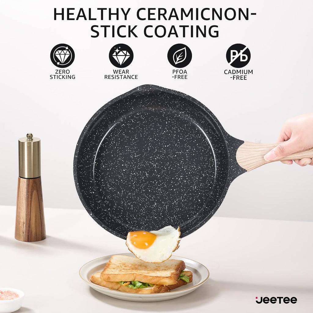 JEETEE 36Pcs Pots and Pans Set Non Stick, Cookware Set Non toxic Kitchen Healthy Induction Cooking Set W/Griddle, Sauté Pan, Baking Trays & Pancake Rake (PFOA, PFAS Free)