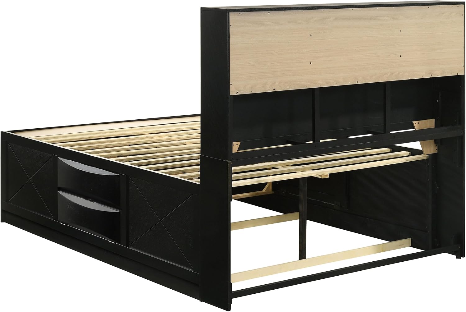 Coaster Home Furnishings Briana Transitional 5-Piece Bedroom Set Queen Size Storage Bookcase Bed Frame 56-inch Headboard Black 202701Q-S5