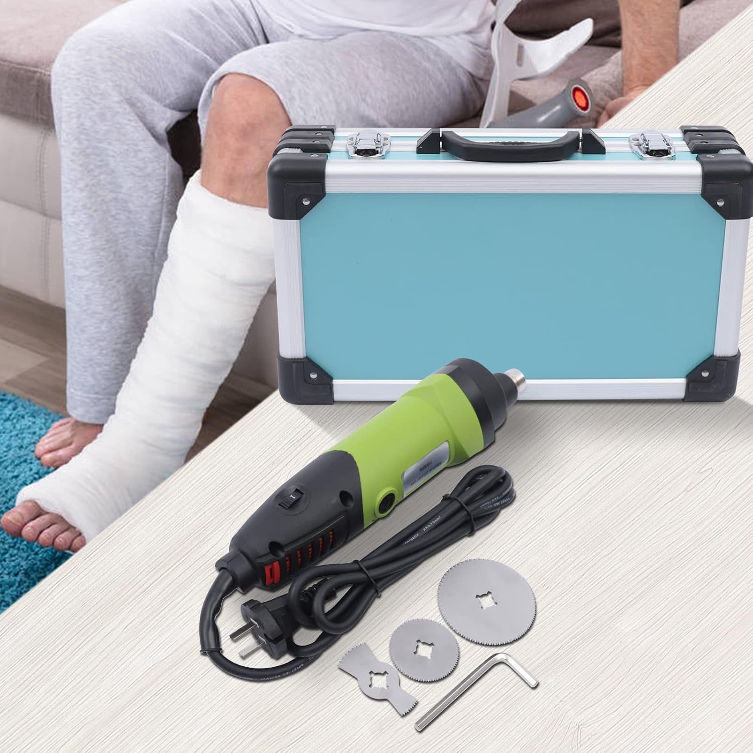Electric Medical Plaster Cutter 110V 12500rpm/min High Adjustable Speed Plaster Saw Cast Cutter with Multiple Saw Blades Plaster Bandages Saws for Orthopedic Sports Medicine