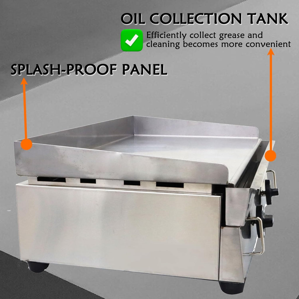 29'' Commercial Restaurant Gas Countertop Griddle LPG Gas Grill Griddle Flat Top Gril 16.14 * 28.94 in with Adjustable Temperature Control