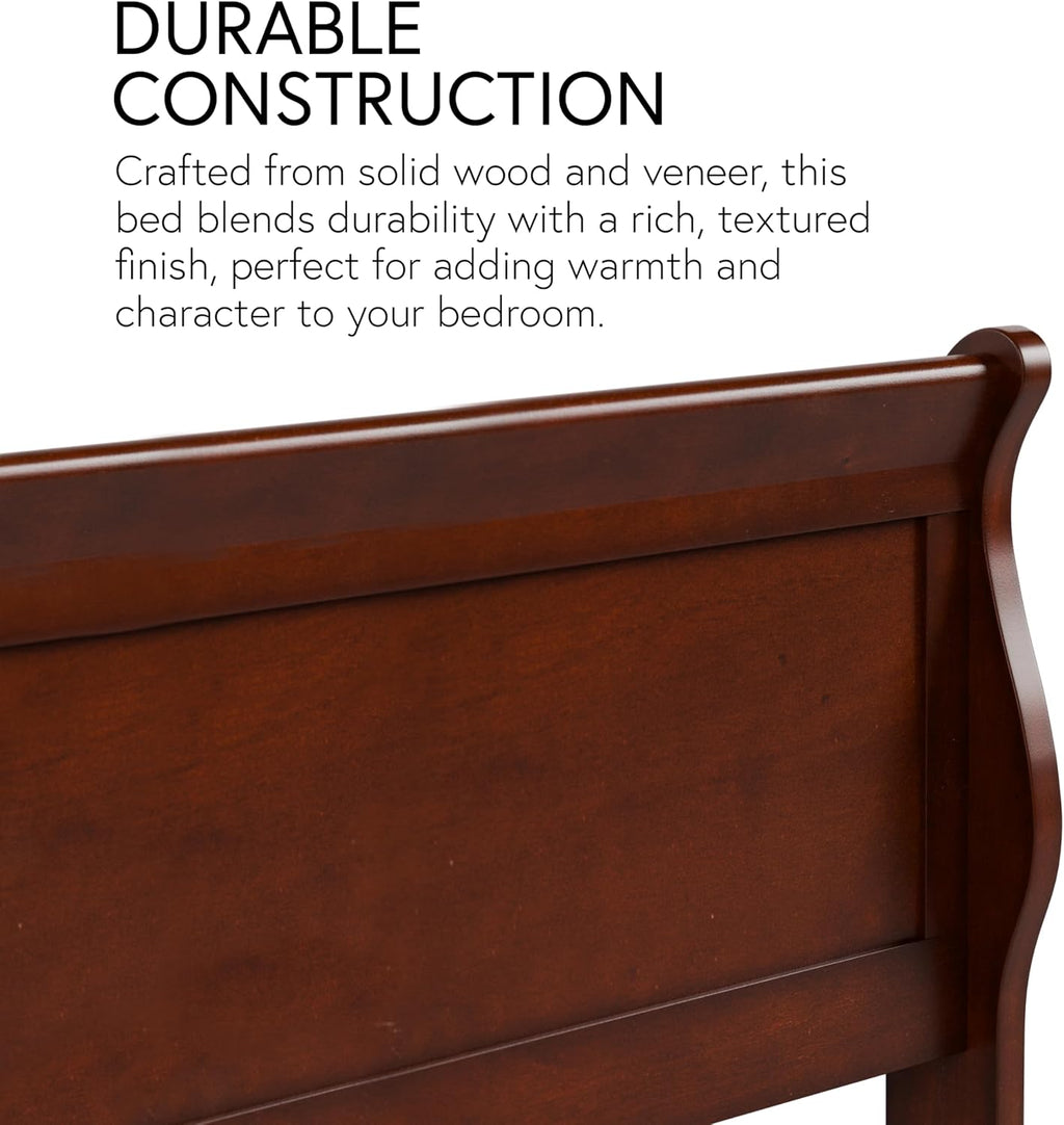 Furniture of America Arabella Traditional Wood Full Bed Frame with Headboard and Footboard, Elegant Sleigh Design Bedframe for Bedroom, Guest Room, Easy Assembly, Box Spring Required, Cherry
