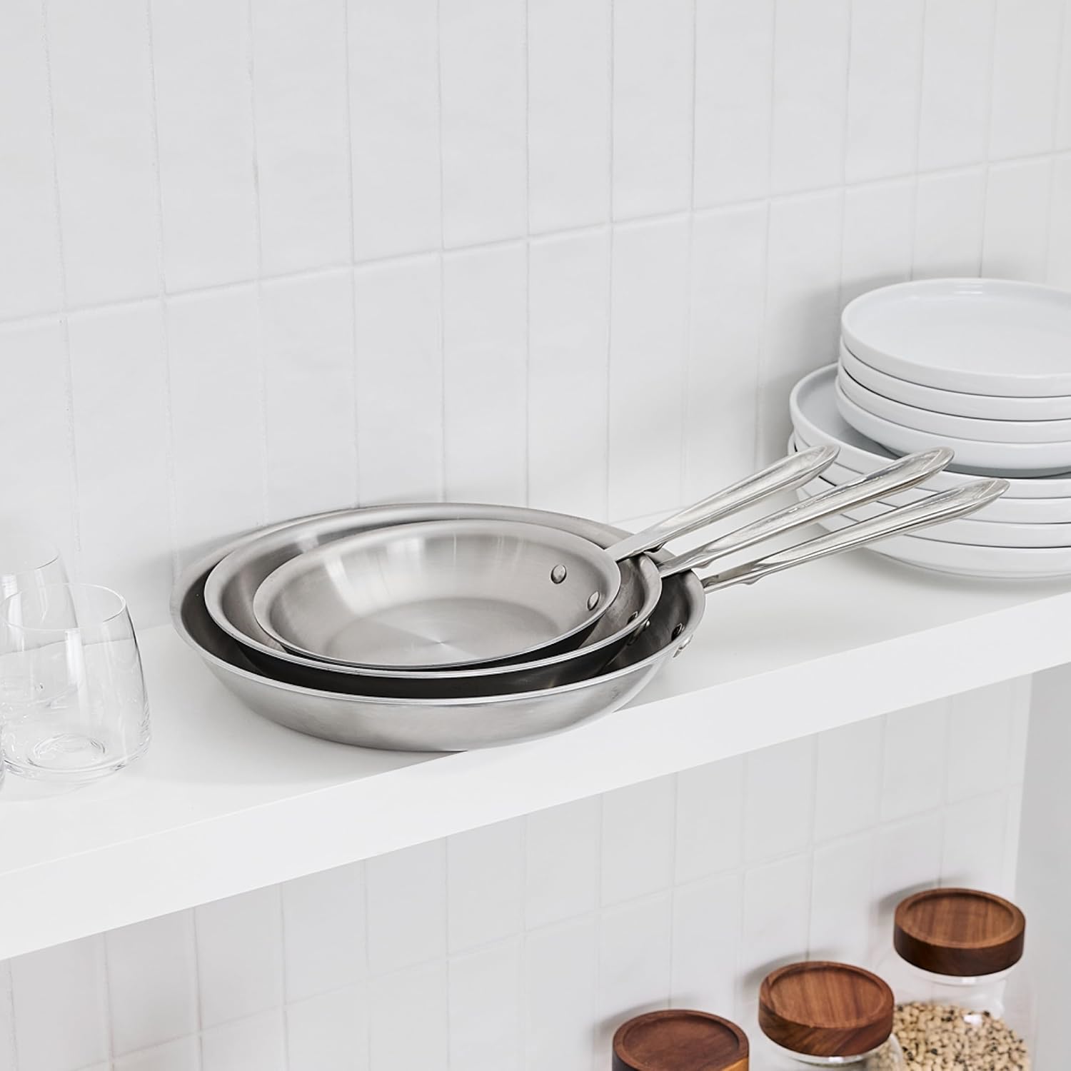 All-Clad D5 5-Ply Brushed Stainless Steel Fry Pan 12 Inch Induction Oven Broiler Safe 600F Pots and Pans, Cookware Silver