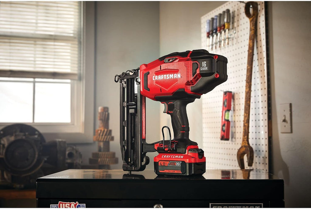 CRAFTSMAN V20 Cordless Finish Nailer Kit, Nail Gun, 16GA, 2-1/2 Nails, Battery and Charger Included (CMCN616C1)