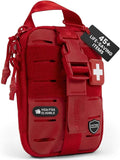 My Medic Sidekick Pro - Camping Hiking and Backpacking First Aid Kit - 70 Items with Tourniquet - HSA and FSA Eligible - Small Ifak Great for Travel or Motorcycle - Portable Emergency Kit – Red