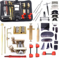 35Pcs Violin Luthier Repair Making Tool Kit, Violin Fingerboard Scraper Set, Purfling Groove Knife Crack Repair Tuning Fork Bridge Clamp Sound Post Fingerboard Template Maintenance Tool