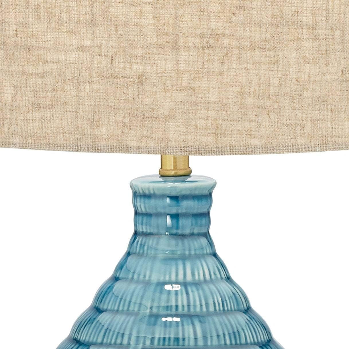 360 Lighting Kayley 24' High Small Mid Century Modern Coastal Table Lamps Set of 2 Blue Ceramic Linen Shade Living Room Bedroom Bedside Nightstand House Office Home Reading Kitchen Entryway Console