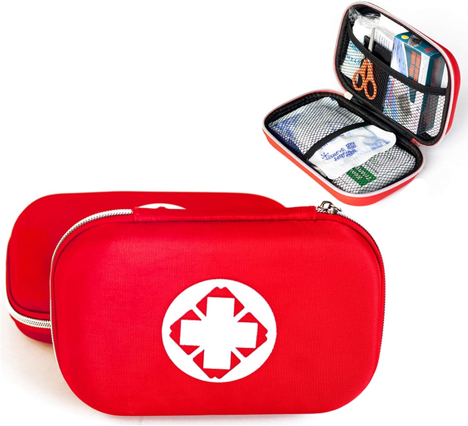 Portable First Aid Kit Bag, Mini Medicine Storage Bag Compact Emergency Bag Case for Workplace Home Outdoors Hiking Camping Cars Holidays (44pcs)