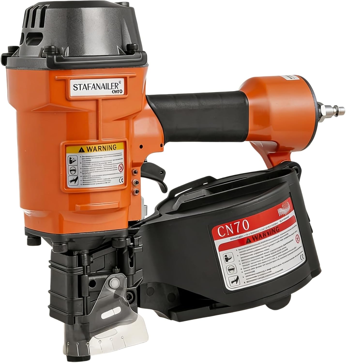Update CN70 Air Coil Nailer, 15 Degree Pneumatic Coil Nail Gun, 1-3/4' to 2-3/4' Fast Shooting Nailer, High Speed Air Coil Nail Gun for Pallets, Siding, Crating, Fencing, Decking