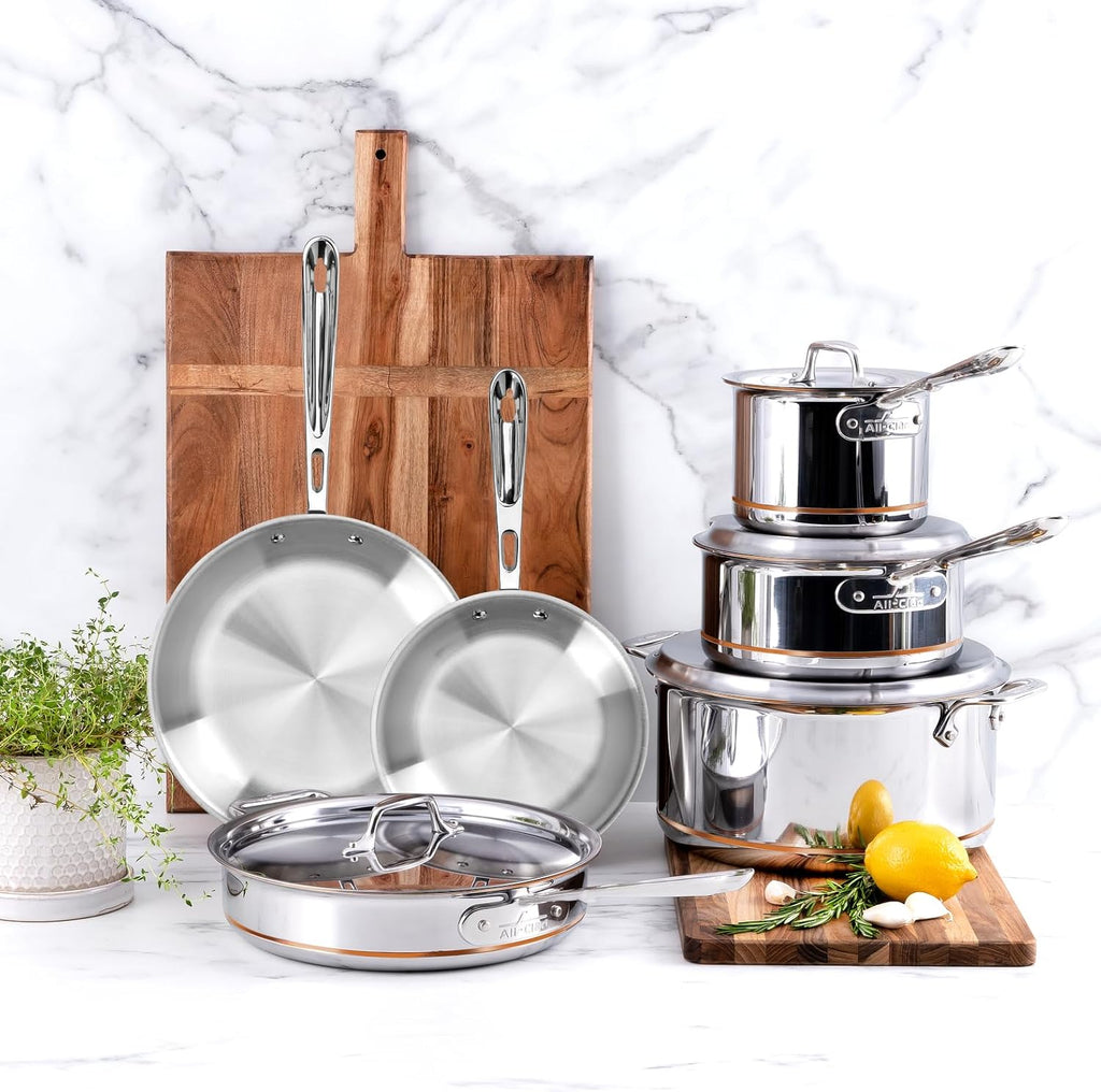 All-Clad Copper Core 5-Ply Stainless Steel Fry Pan 8 Inch Induction Oven Broiler Safe 600F Pots and Pans, Cookware Silver