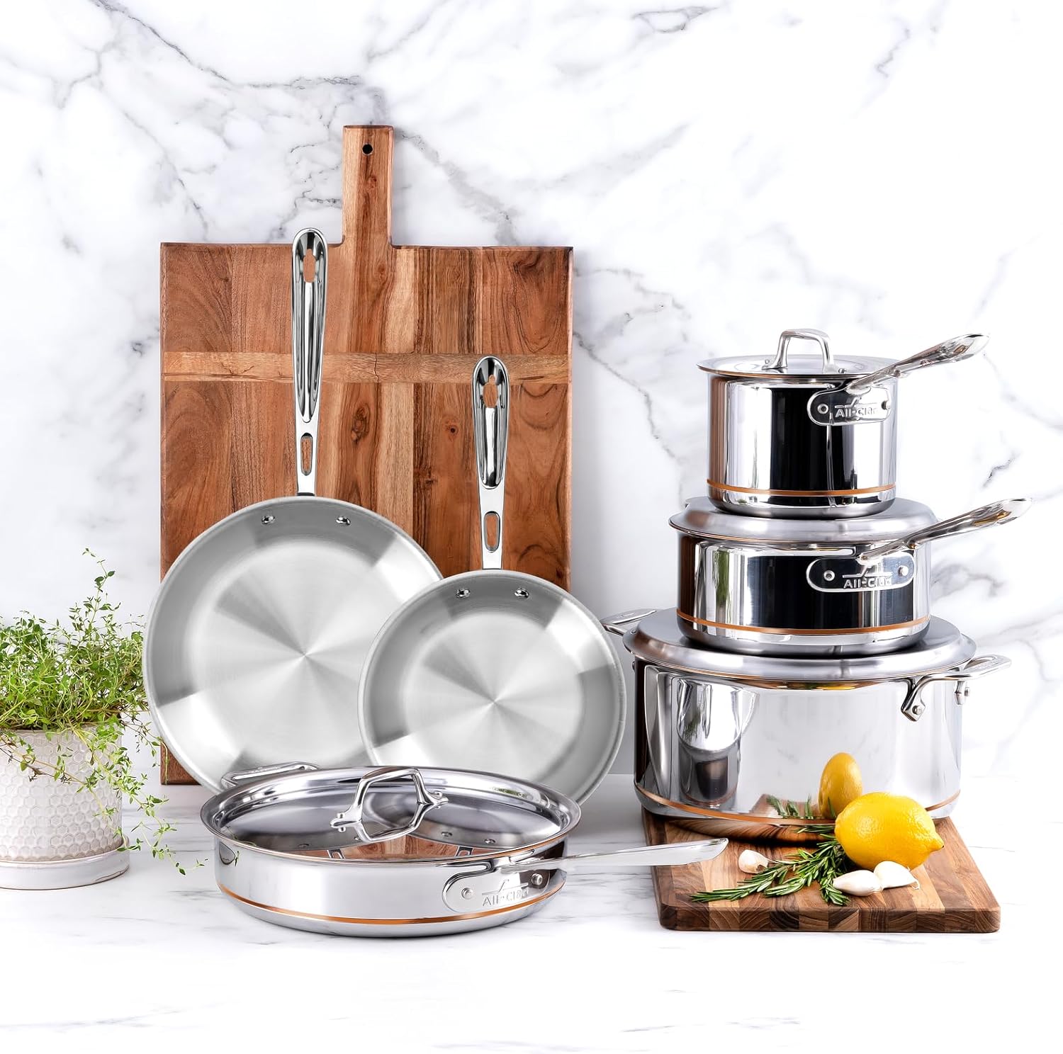 All-Clad Copper Core 5-Ply Stainless Steel Fry Pan 8 Inch Induction Oven Broiler Safe 600F Pots and Pans, Cookware Silver