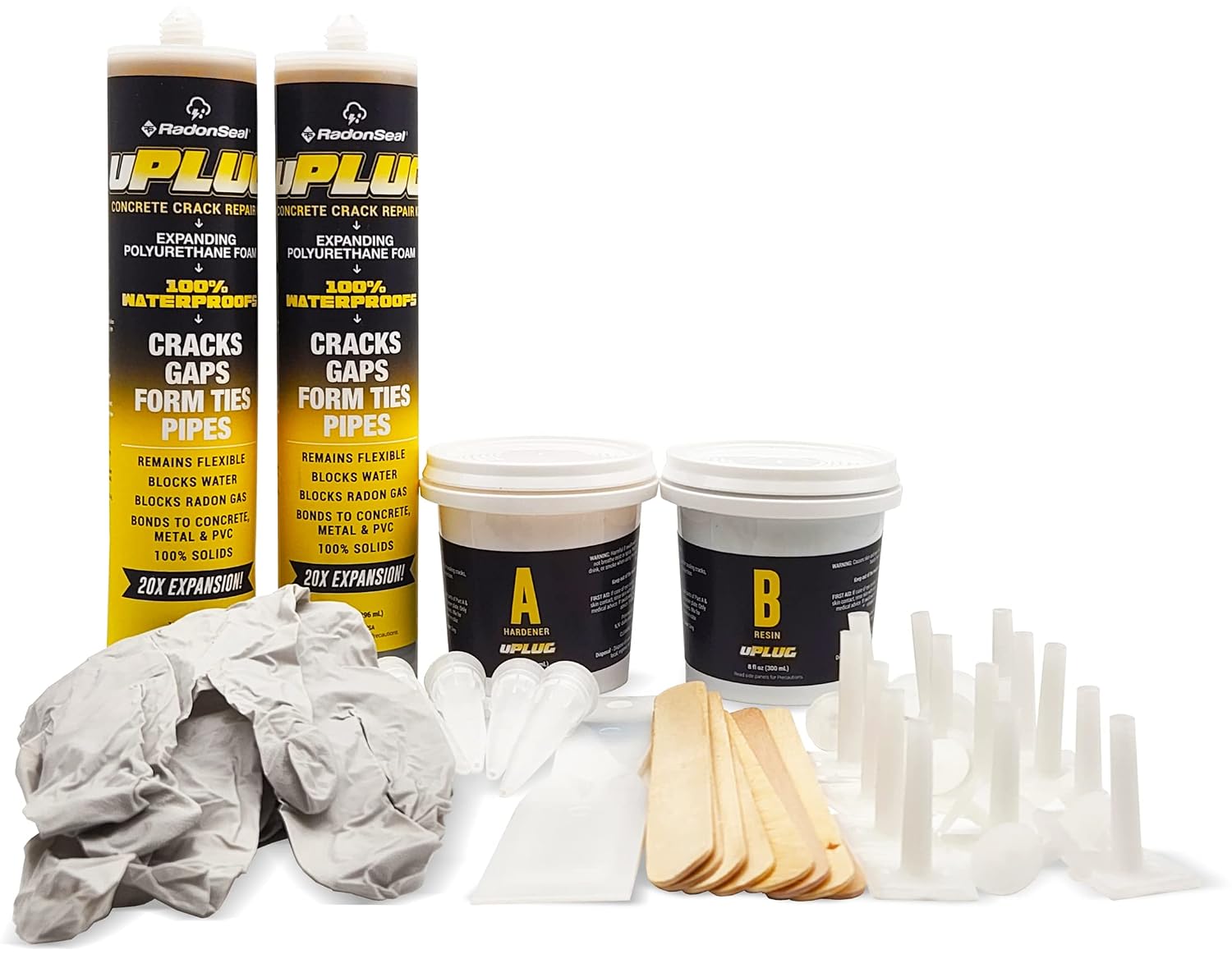 uPlug Foundation Crack Repair Kit (10 ft) – Polyurethane Injection Foam for Leaking Basement Wall Cracks – Easy DIY, Expands to Seal Water Leaks