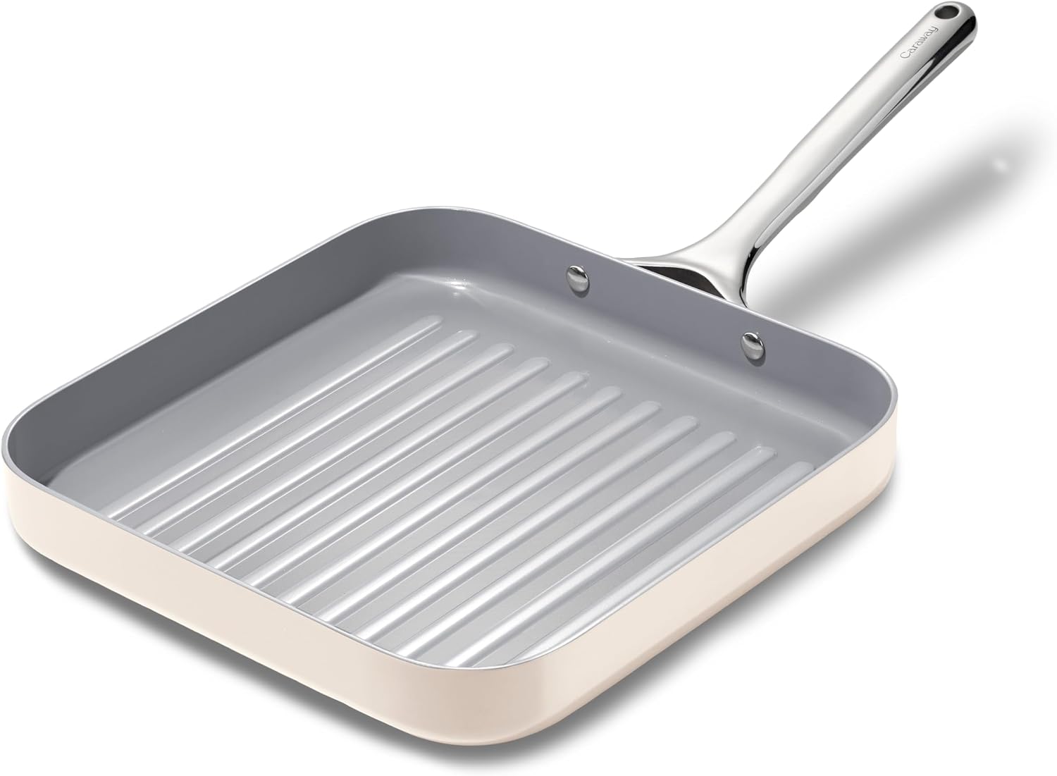 Caraway Square Grill Pan - 11' Grill Pan - Non-Stick Ceramic Coated - Non Toxic, PTFE & PFOA Free - Oven Safe & Compatible with All Stovetops - Cream