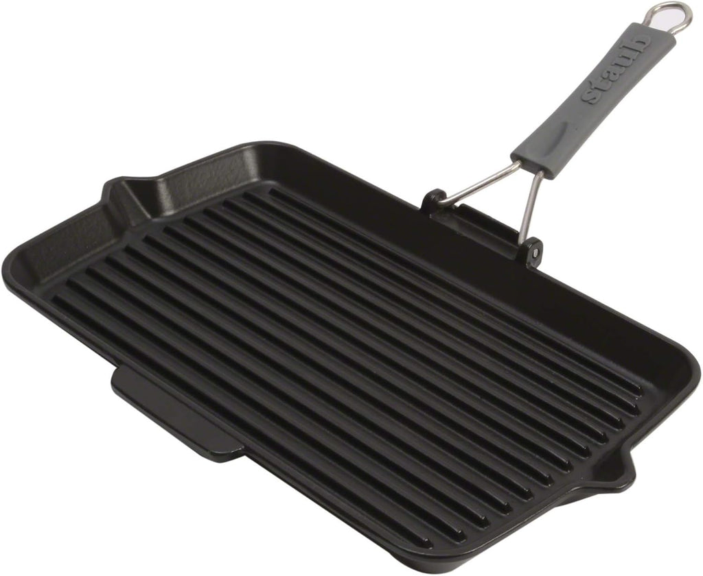 STAUB Cast Iron 13.4 X 8.3 Rectangular Folding Grill - Matte Black