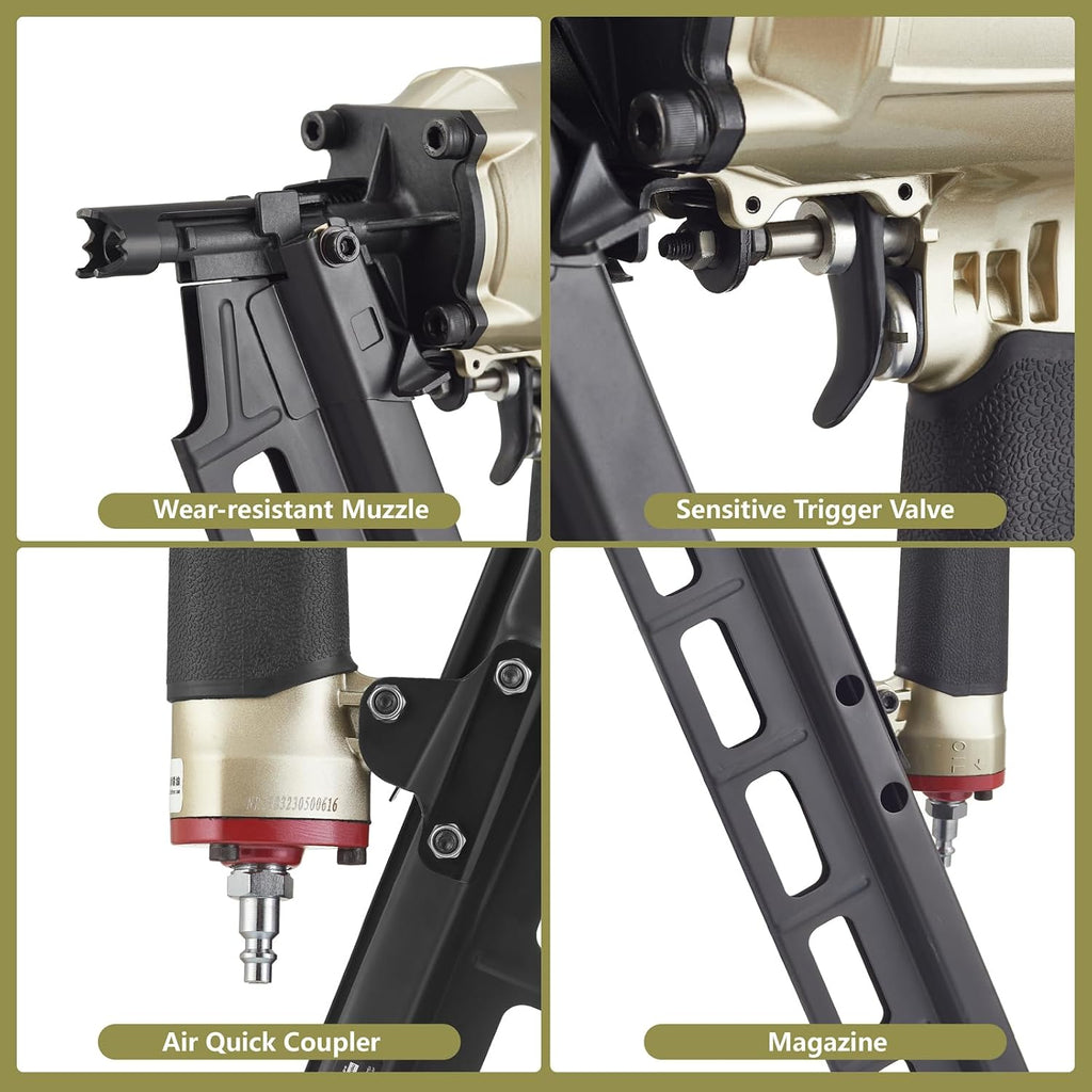 Maxparts Framing Nail Gun NR2183 Plastic Collated Full-head Nails with Steel Magazine Pneumatic Tools for Housing Constructions