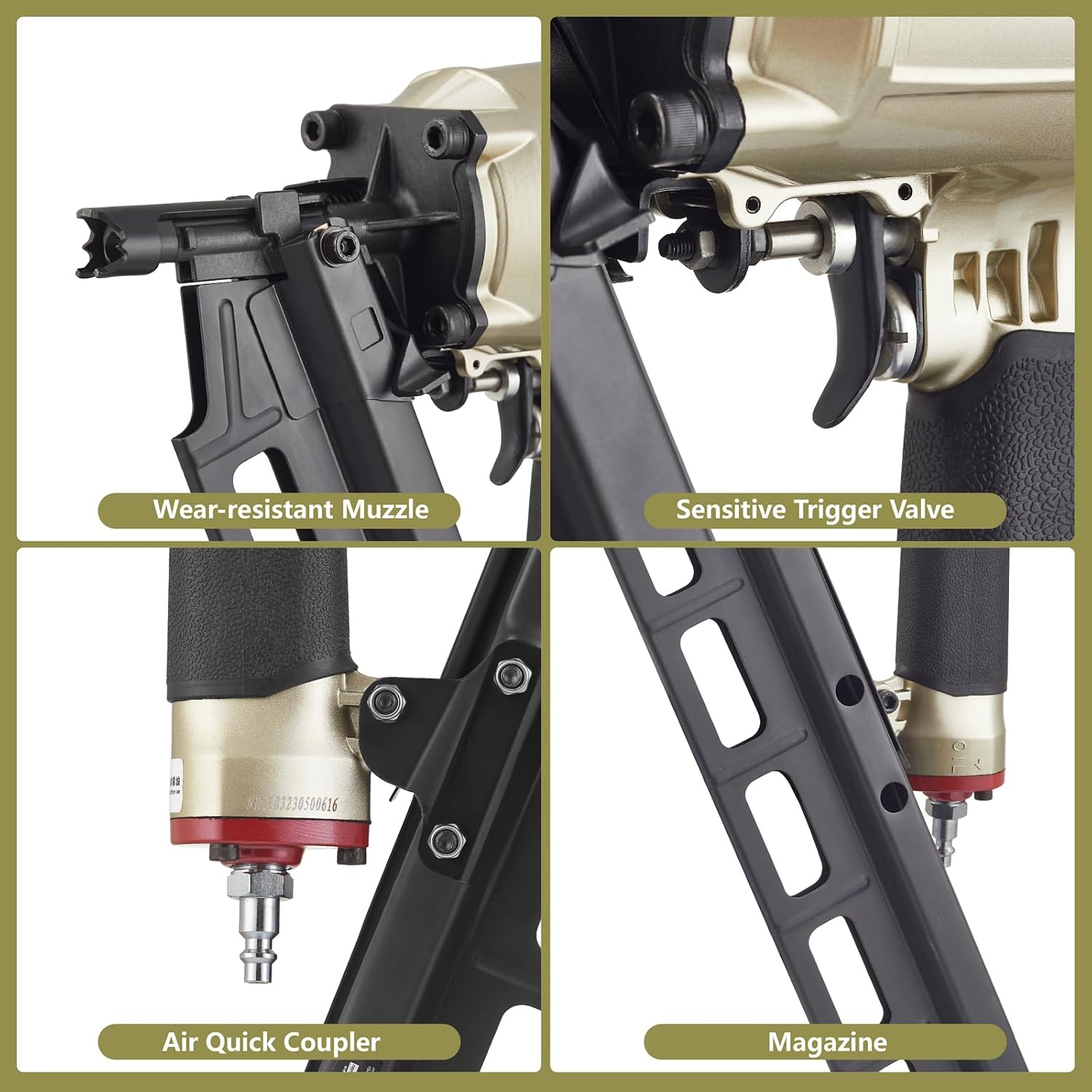 Maxparts Framing Nail Gun NR2183 Plastic Collated Full-head Nails with Steel Magazine Pneumatic Tools for Housing Constructions
