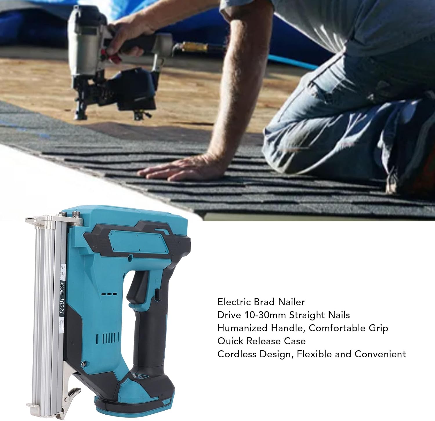 Nail Gun Battery Powered, 100 Nail Capacity Electric Cordless Brad Nailer for 10-30MM Straight Nail, Multi Usage Brad Nailer for Trim, Woodwork, DIY Upholstery