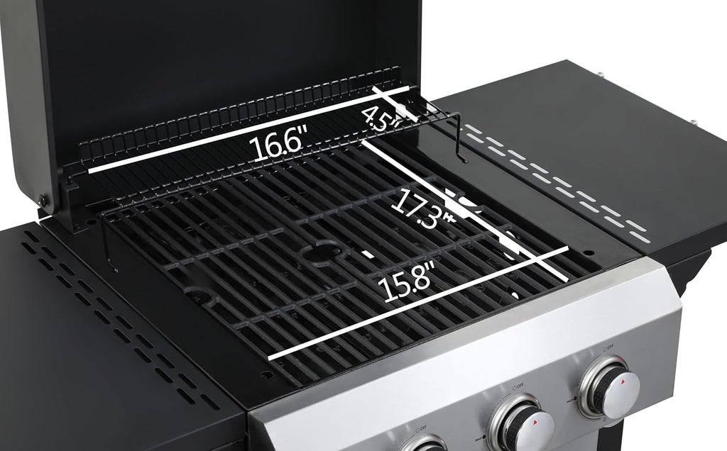 3-Burner Propane Gas BBQ Grill, Portable Outdoor Grill with Stainless Steel Plancha and 36900 BTU Output, Foldable Side Table & Hanging Baskets, Gas for Backyard, Camping and Tailgating (45 IN)