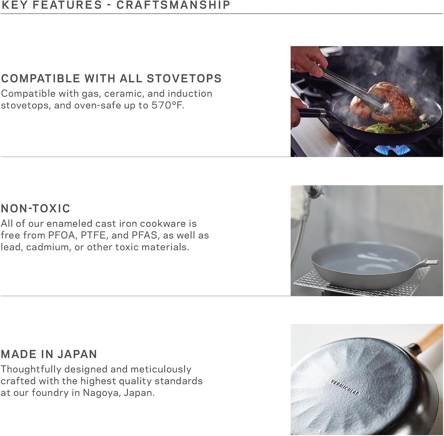 Vermicular Oven-Safe Skillet with Stainless Steel Lid | 26cm Deep (10.2') | Aluminum Handle | Lightweight Enameled Cast Iron Pan with Non-Toxic Enamel Finish | Induction-compatible | Made in Japan