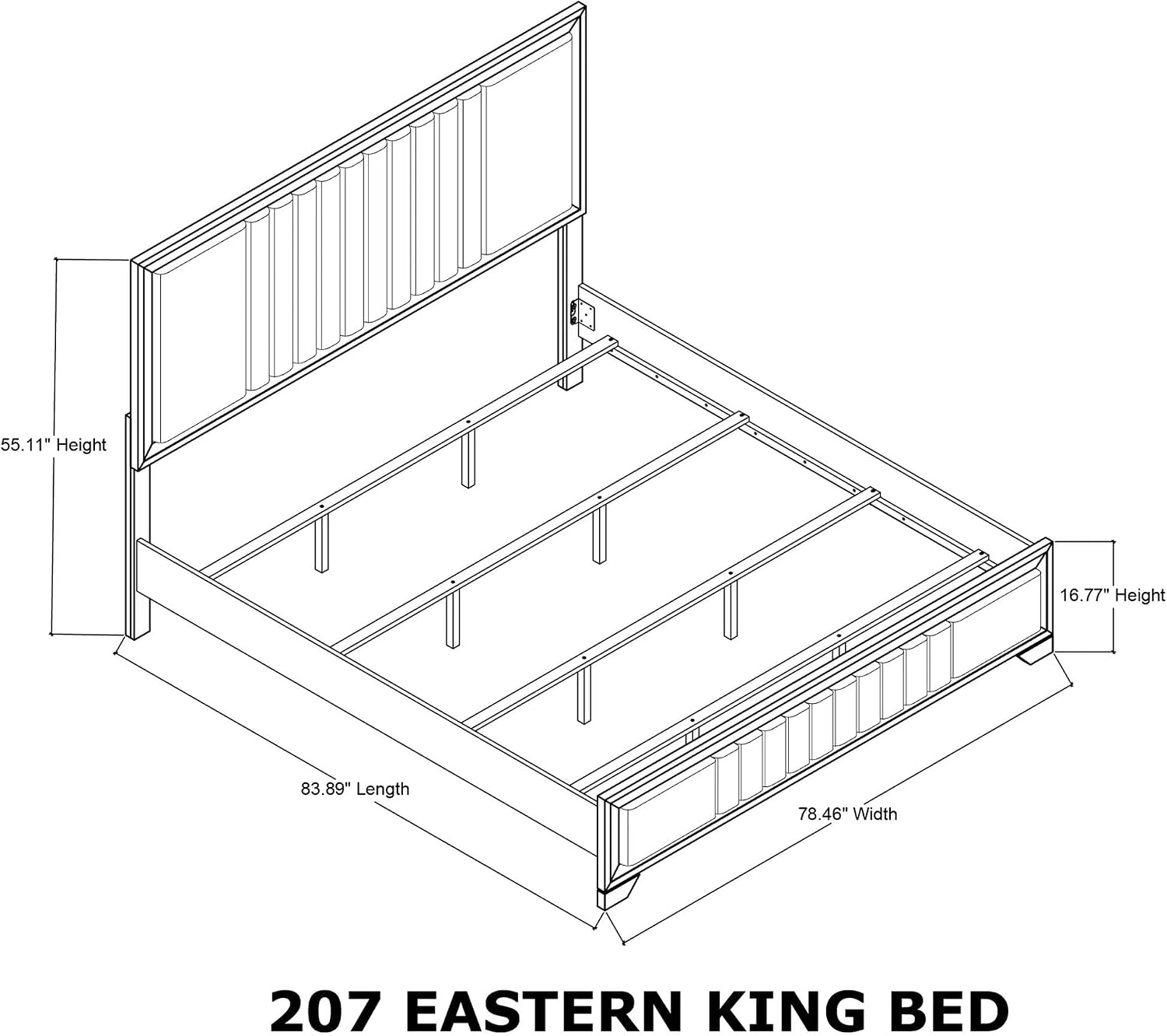 Kings Brand Furniture 6-Piece Modern & Premium Bedroom Set in Walnut Wood Finish - Bed Frame with Upholstered Headboard, Dresser, Mirror, Chest and 2 Nightstands (King Size)