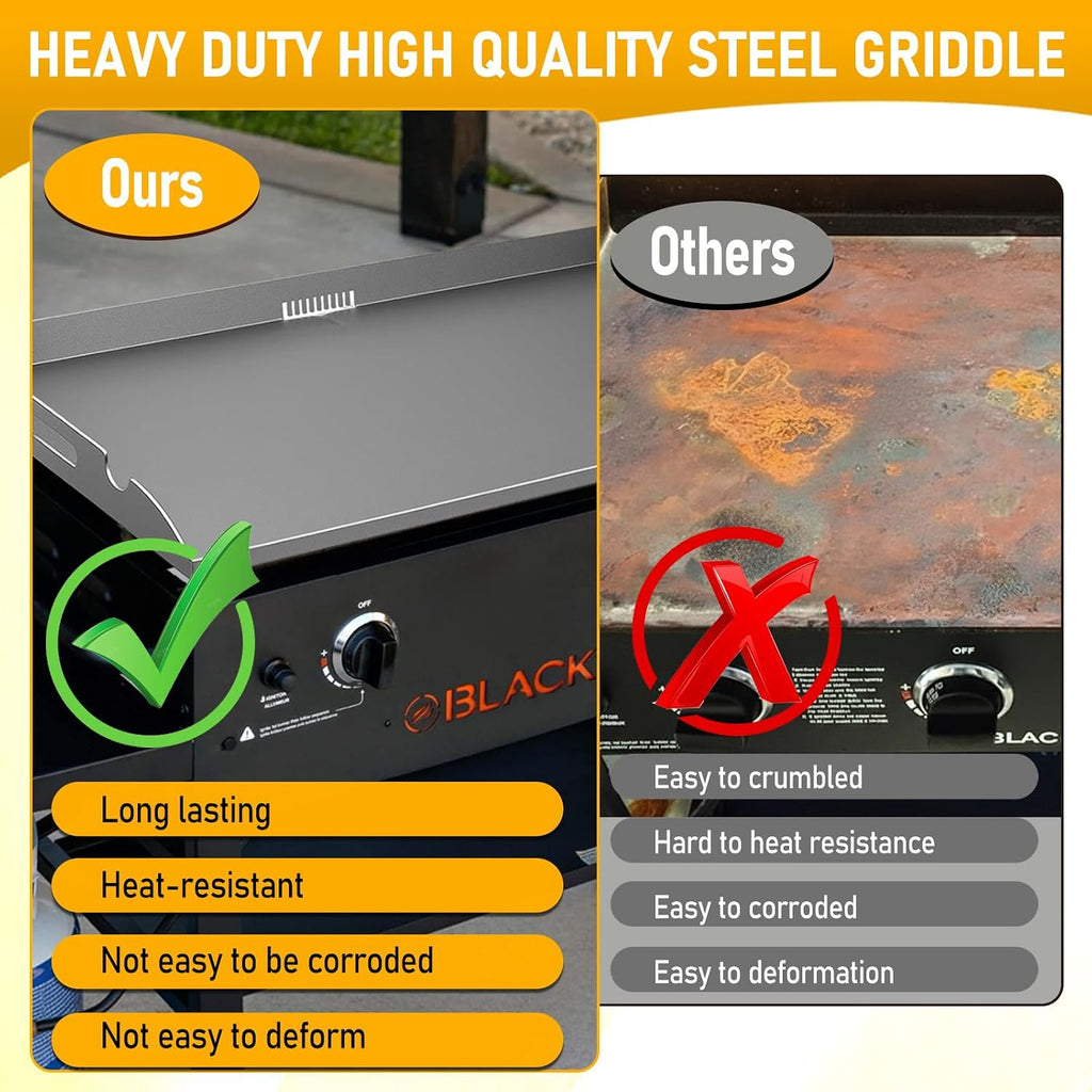 Griddle Replacement Top for Blackstone 28' Griddle 1517 1853 1883 1803 1924, Heavy Duty Steel Flat Top Griddle for Blackstone 2 Burner Gas Grill with Rear Grease System