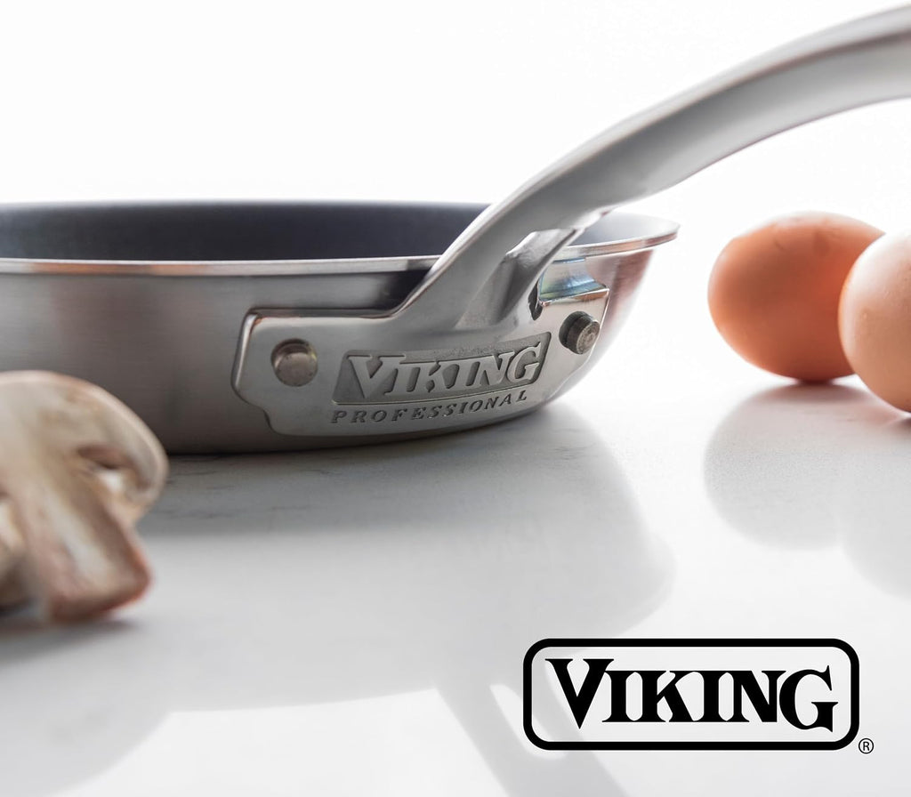 Viking 5-Ply Non Stick Frying Pan, 8 Inch Stainless Steel Nonstick Fry Pan, 5 Liters, Satin FInish