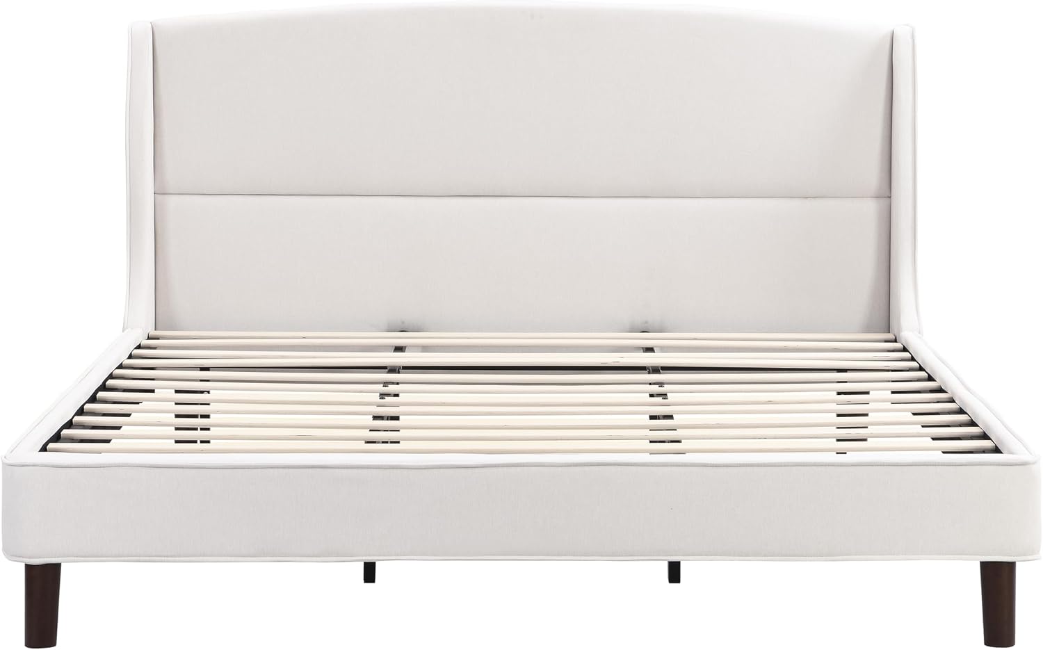Christopher Knight Home Cordo 44.50' H King Size Bed Set, Upholstered Platform Bed with Wingback Headboard, Solid Wooden Slats Panel Support, No Box Spring Needed, Easy Assembly, Beige
