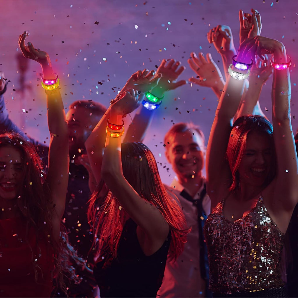 96 Pcs LED Glow Bracelets Sound Activated Light Up Bracelets for Adults & Kids Glow in the Dark Party Supplies Birthday Party Favors for Christmas, Halloween, Rave, New Year, Concert