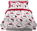 Hello Kitty Polka Dot Bedding 7 Piece Super Soft Comforter and Sheet Set with Sham, Queen, (Official Licensed Product) by Franco Collectibles