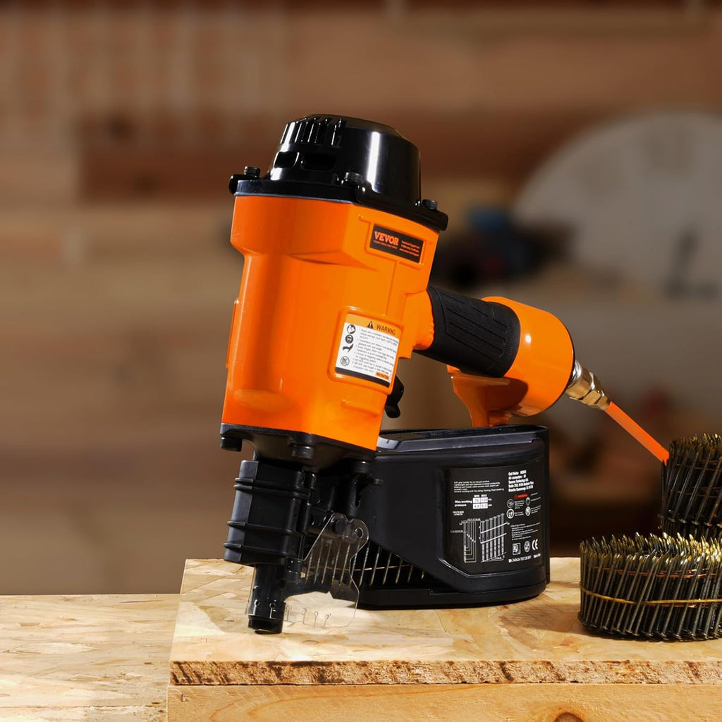 VEVOR Coil Siding Nailer MCN70, 1-3/4' to 2-3/4' 15 Degree Pneumatic Siding Nail Gun, 70-120PSI Air Coil Nailer for Pallet, Crating, Framing, Siding and Fencing
