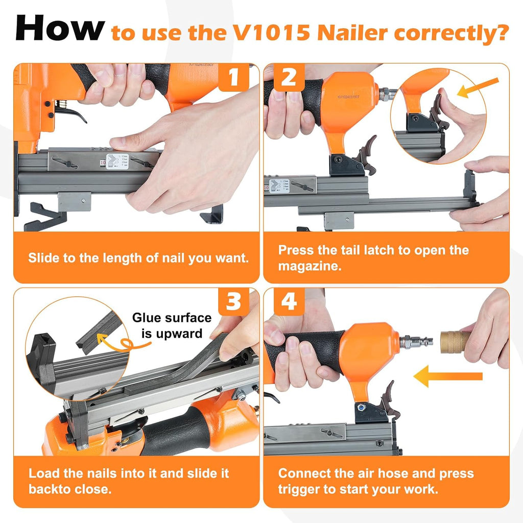 V1015 30 Gauge Pneumatic Picture Frame Nailer, 13/32-Inch Crown V Nailer, 3/16-Inch to 19/32 -Inch Length V-nails Picture Frame Joiner V Nail Gun For Picture Frames