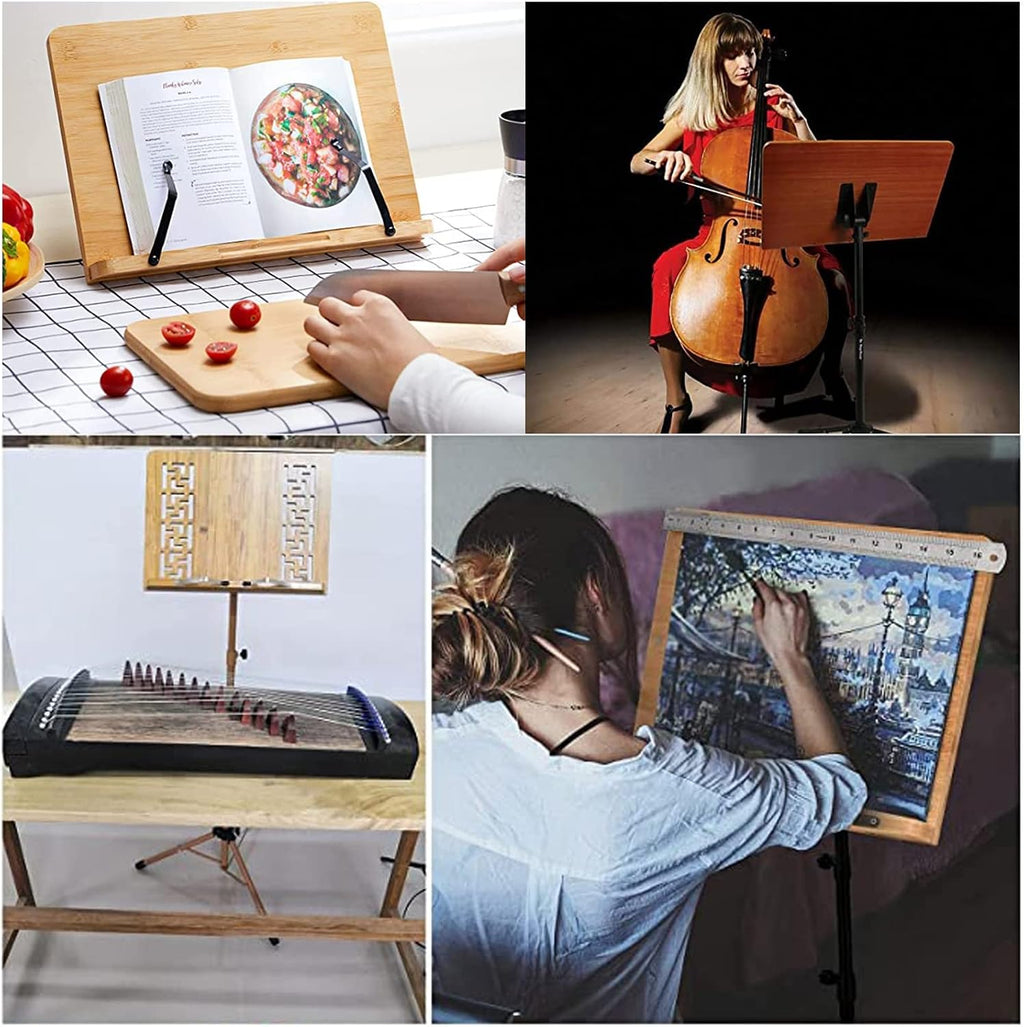 Dual-use Sheet Music Stand & Desktop Book Stand, Guitar Music Stand, Not Easy to Collapse Or Shake, and Beautiful, Music Stand with Phone Holder Microphone Holder (Wood 17cm*45cm*75cm)