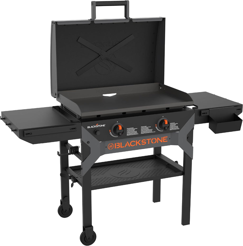 Blackstone 2311 Iron Forged 28' Omnivore Griddle with X-Braced Hood, Powder Coated Steel, Black