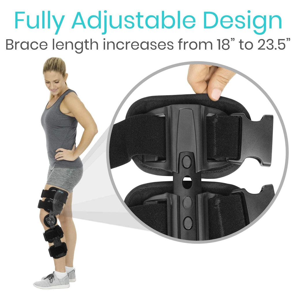 Vive ROM Knee Brace - Hinged Immobilizer for ACL, MCL and PCL Injury - Orthosis Stabilizer for Women and Men - Adjustable Recovery Support for Orthopedic Rehab, Post Op, Meniscus Tear, Right, Left Leg