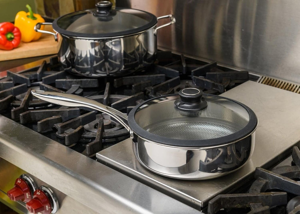 Black Cube Quick Release Cookware Sauté Pan with Lid, 9.5-Inch/3 Quart