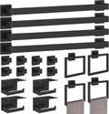 STWWO 20-Pieces Matte Black Bathroom Hardware Set, 24 Inch Bath Towel Bar Set, Stainless Steel Towel Racks for Bathroom Wall Mounted
