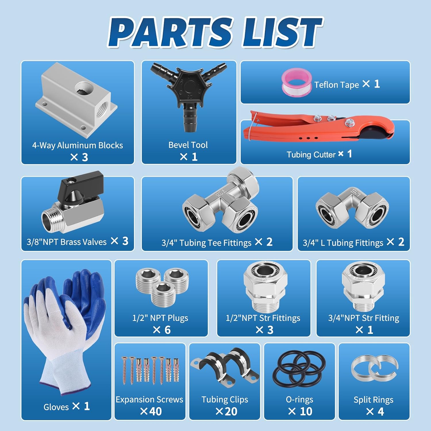 Shop Air Line Kit 3/4' 100FT Compressed Air Piping System HDPE-Aluminum-HDPE Air Tubing with 4-Way Aluminum Blocks Brass Valves Air Piping Fittings Kit Air Compressor Accessories for Garage