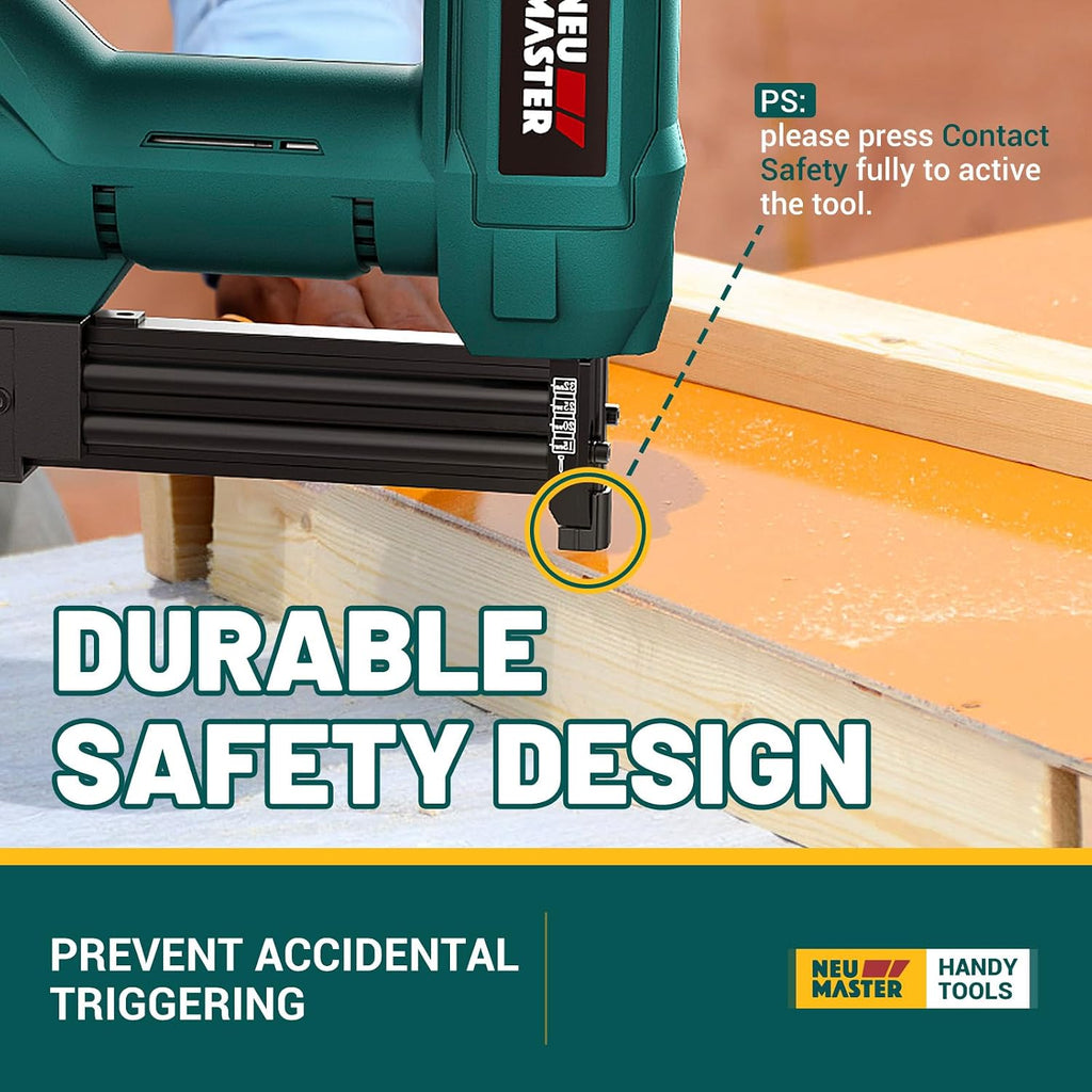 NEU MASTER Nail Gun Cordless with Battery Powered - 18 Gauge 2 in 1 Brad Nailer/Staple Gun, 20V Max. 2.0Ah Battery & Charger, 800 Nails & 200 Staples Included