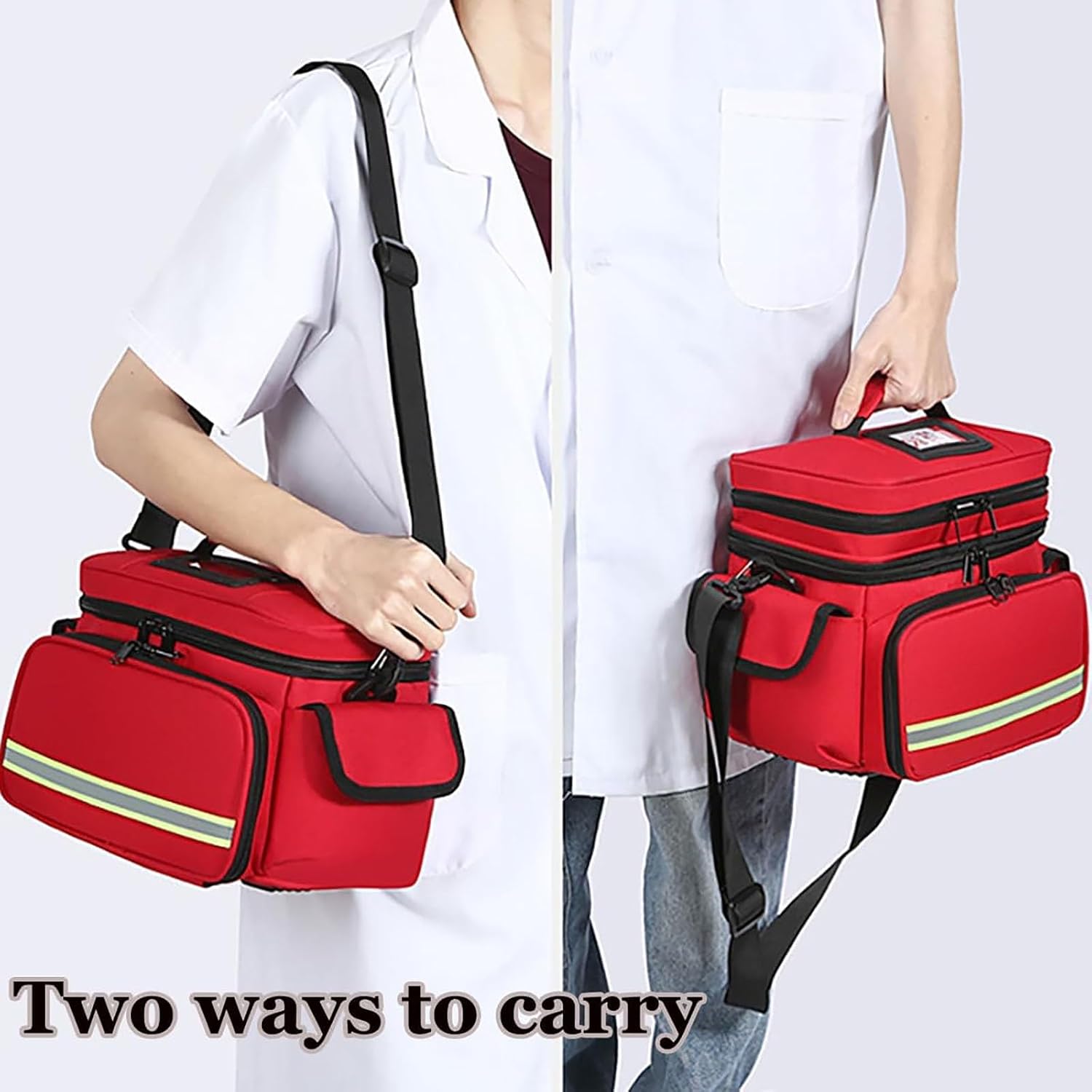 First Aid Kit Bag Empty, Portable Medicine Storage Bag with Multi Pockets,Double-Layer Medicine Pill Bottle Organizer, First Aid Box for Travel and Home Storage