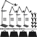 Relaxweex 4 Set Microphone Stands with Weighted Bases Boom Arm Floor Mic Stand with Tray Microphone Clip Carrying Bag 3/8' to 5/8' Screw Adapter and Cable Ties for Singing Stage Wedding Karaoke Band