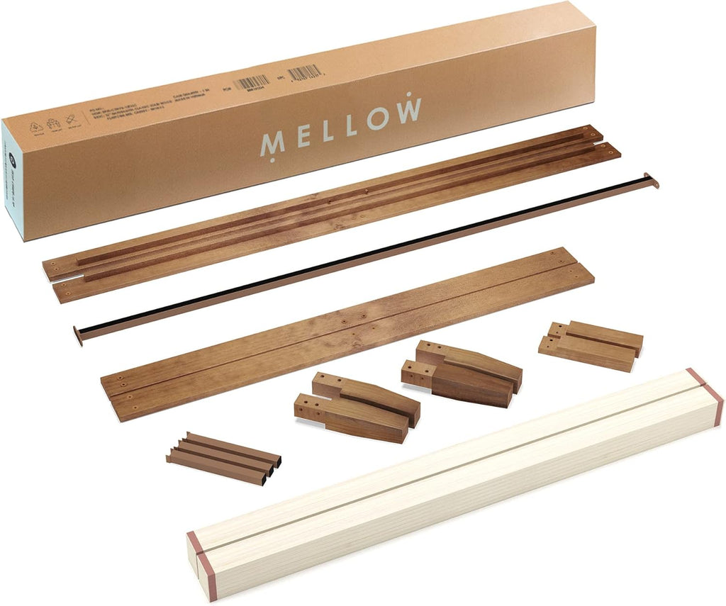 Mellow Naturalista Classic 12 Inch Solid Wood Platform Bed with Wooden Slats, Twin XL, Natural Pine